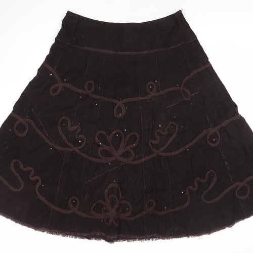 ROCHA.JOHN ROCHA Women Brown A-Line Corduroy Midi Skirt Size 10