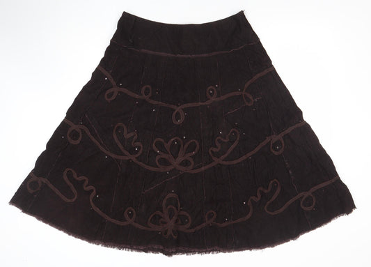ROCHA.JOHN ROCHA Women Brown A-Line Corduroy Midi Skirt Size 10
