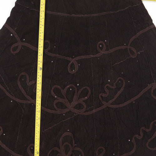 ROCHA.JOHN ROCHA Women Brown A-Line Corduroy Midi Skirt Size 10