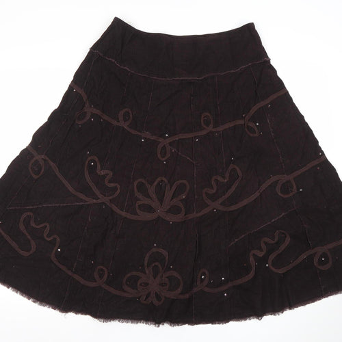 ROCHA.JOHN ROCHA Women Brown A-Line Corduroy Midi Skirt Size 10