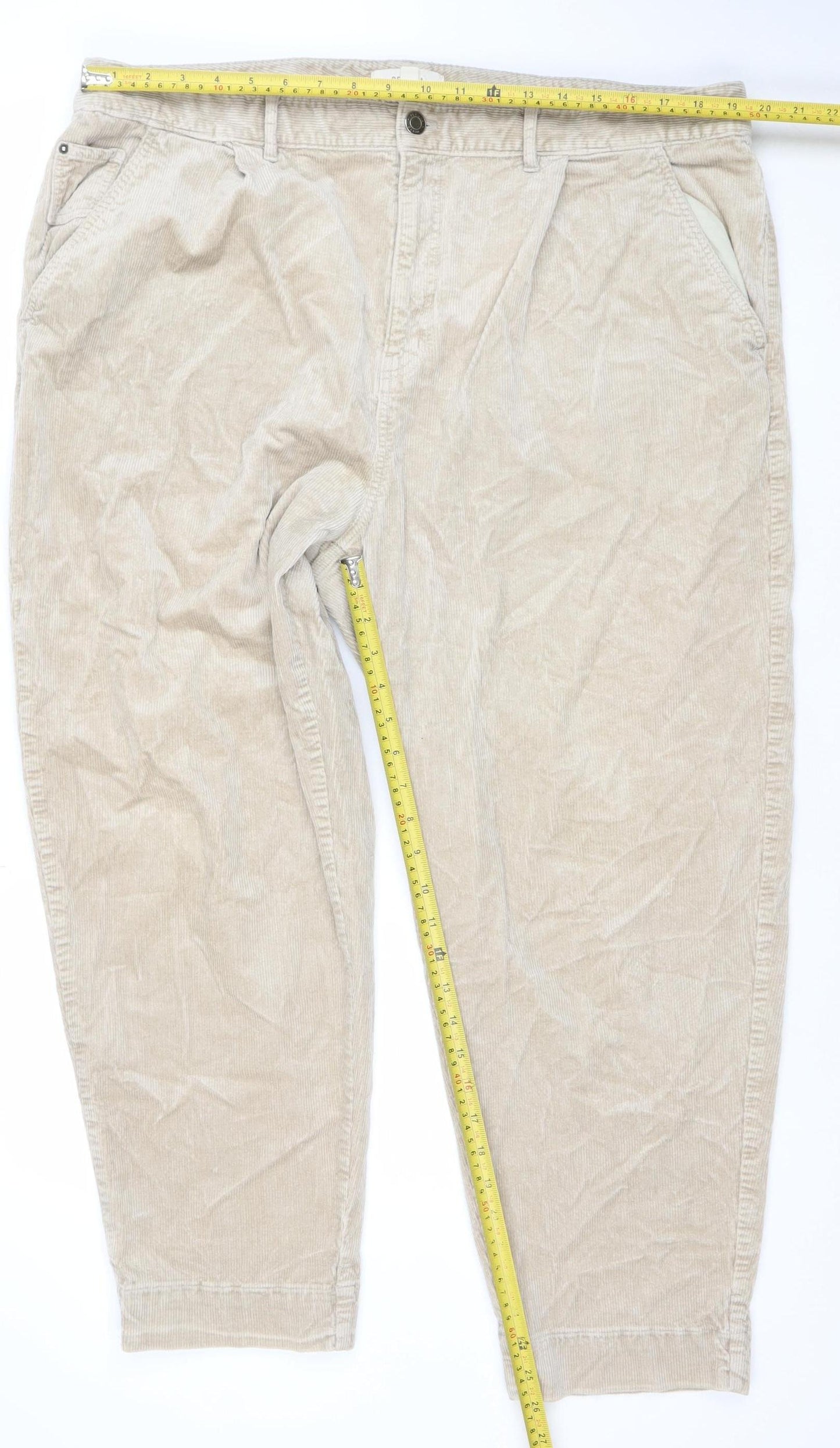 Marks and Spencer Women's Beige Corduroy Chino Trousers Size 22