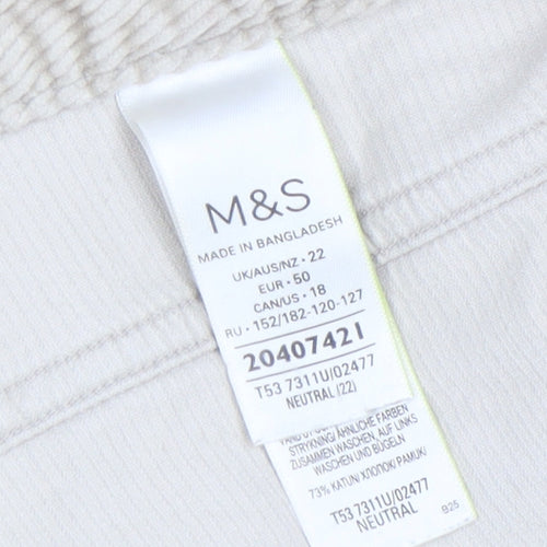 Marks and Spencer Women's Beige Corduroy Chino Trousers Size 22