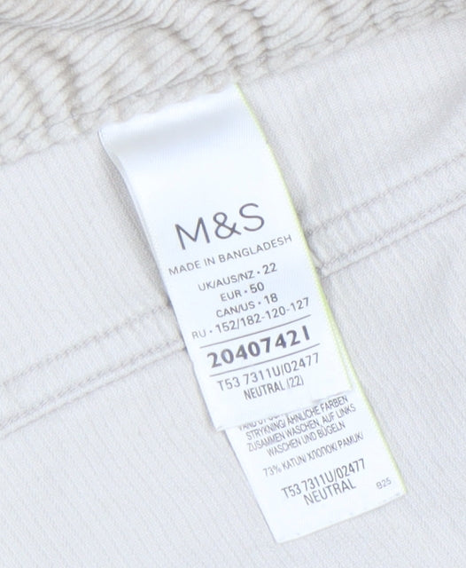 Marks and Spencer Women's Beige Corduroy Chino Trousers Size 22