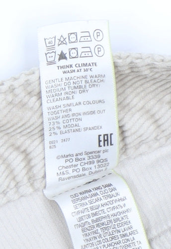 Marks and Spencer Women's Beige Corduroy Chino Trousers Size 22
