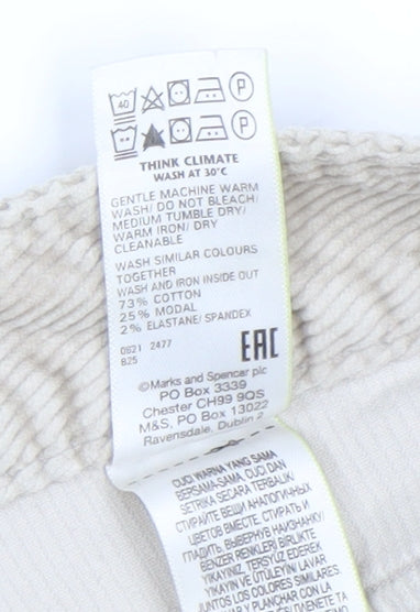 Marks and Spencer Women's Beige Corduroy Chino Trousers Size 22