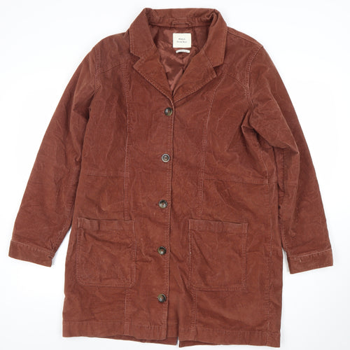RVCA Women’s Brown Corduroy Overcoat Size 12 Button Long Jacket