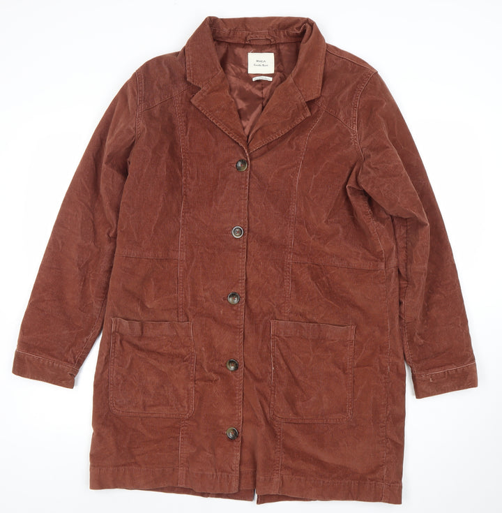 RVCA Women’s Brown Corduroy Overcoat Size 12 Button Long Jacket