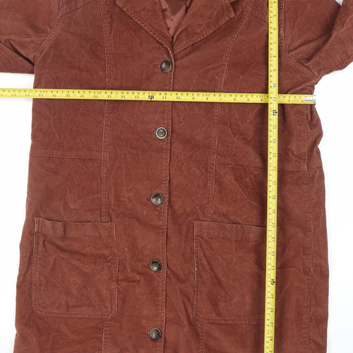 RVCA Women’s Brown Corduroy Overcoat Size 12 Button Long Jacket