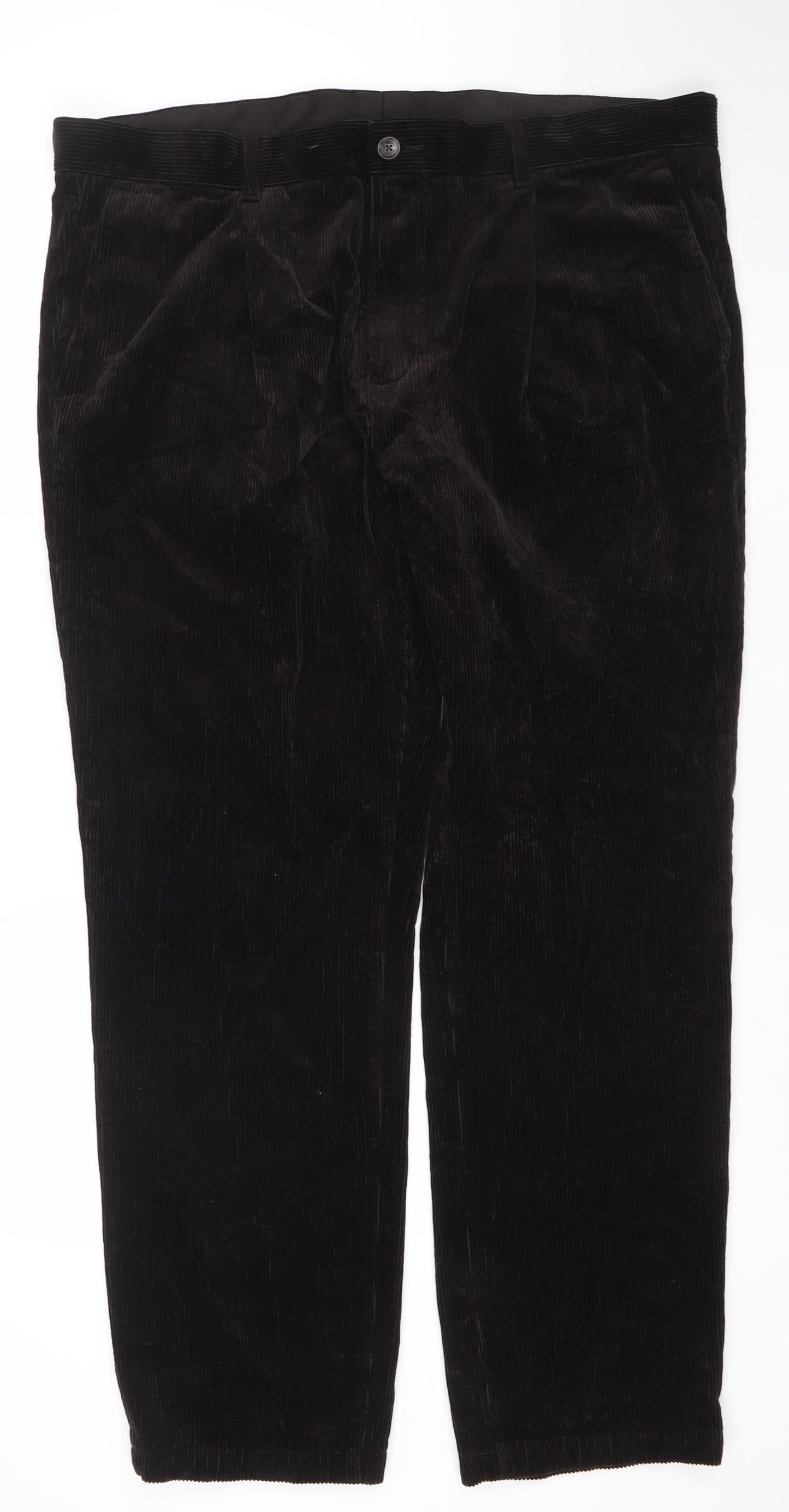 Marks and Spencer Men’s Brown Corduroy Regular Fit Trousers 42W 31L