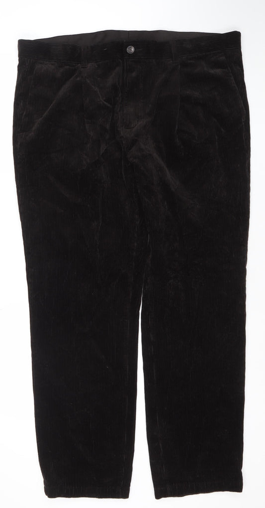 Marks and Spencer Men’s Brown Corduroy Regular Fit Trousers 42W 31L