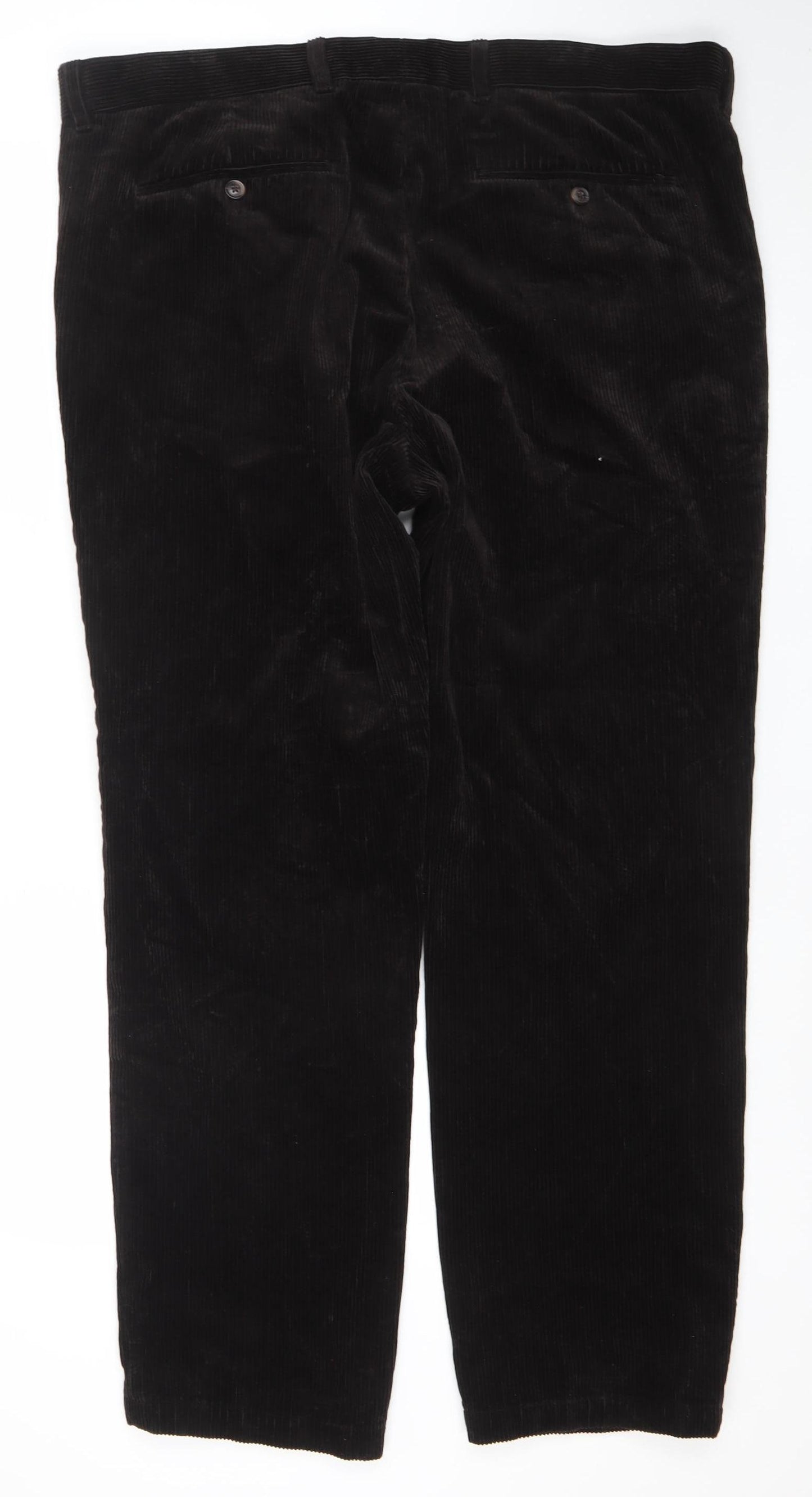 Marks and Spencer Men’s Brown Corduroy Regular Fit Trousers 42W 31L