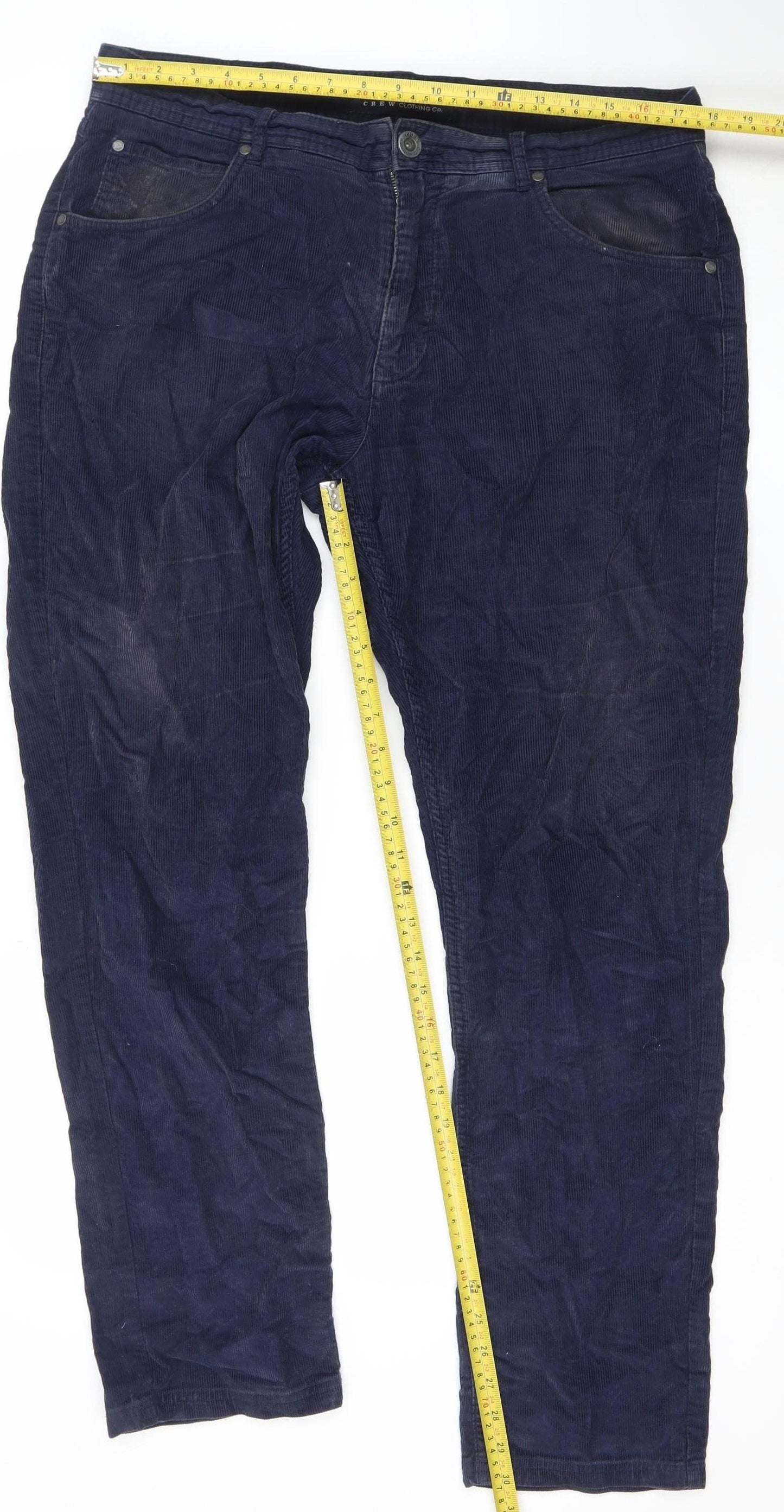Crew Clothing Co. Men's Blue Corduroy Regular Fit 36in Trousers