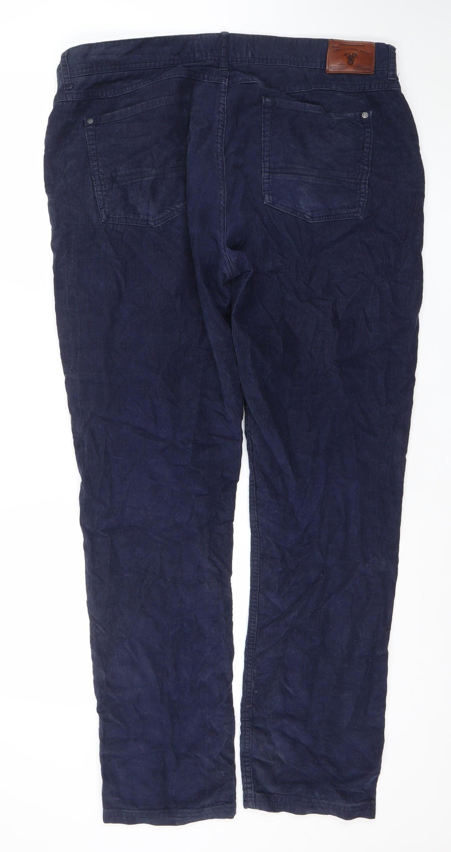 Crew Clothing Co. Men's Blue Corduroy Regular Fit 36in Trousers