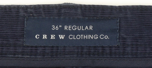 Crew Clothing Co. Men's Blue Corduroy Regular Fit 36in Trousers