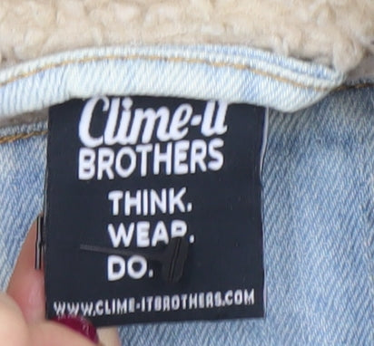 Clime-It Brothers Womens Blue L Denim Sherpa Lined Jacket