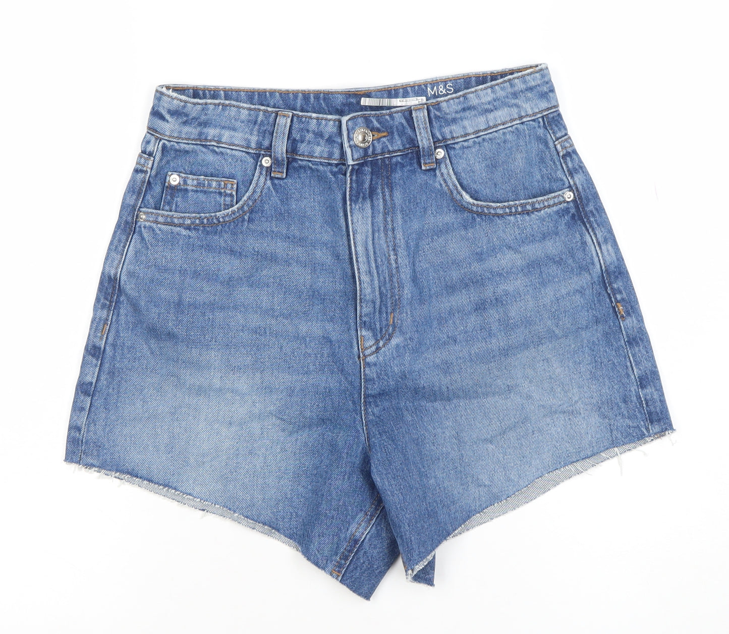 Marks and Spencer Womens Blue Size 8 Cut-Off Denim Shorts