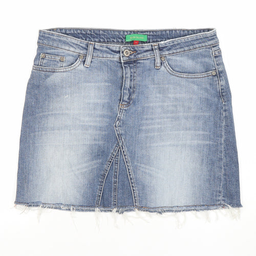 River Island Womens Blue Denim Mini Skirt Size 14 Stretch Casual