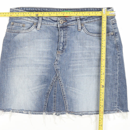 River Island Womens Blue Denim Mini Skirt Size 14 Stretch Casual