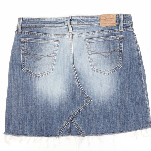 River Island Womens Blue Denim Mini Skirt Size 14 Stretch Casual