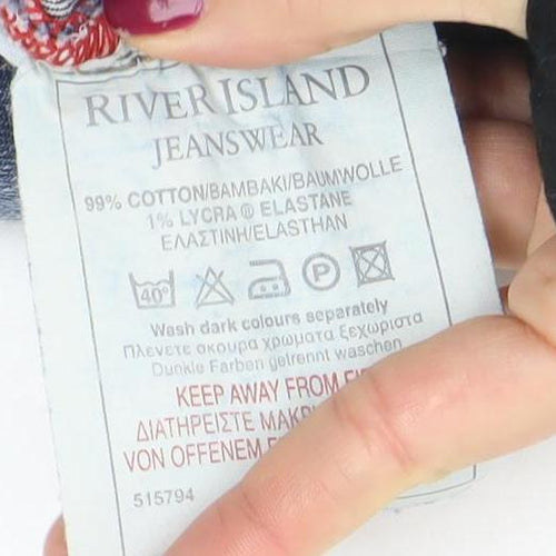 River Island Womens Blue Denim Mini Skirt Size 14 Stretch Casual