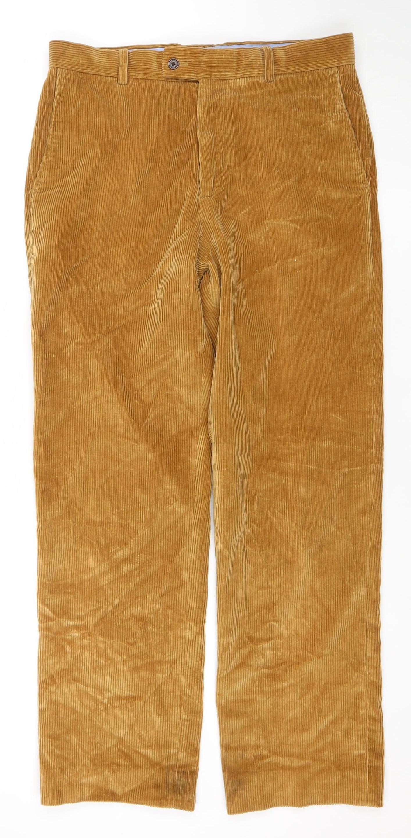 Charles Tyrwhitt Men's Brown Corduroy Trousers 32W 32L Regular Fit