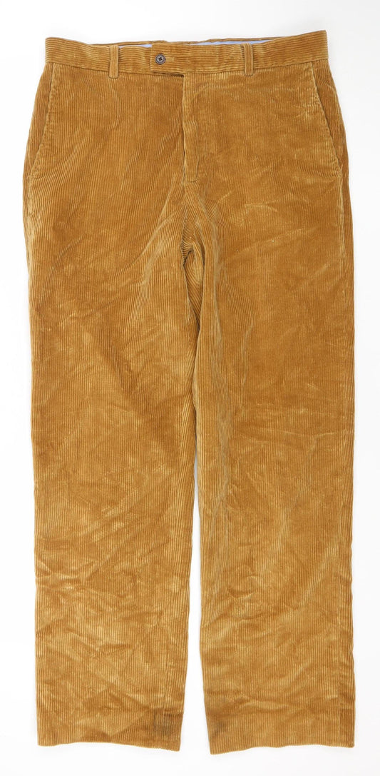 Charles Tyrwhitt Men's Brown Corduroy Trousers 32W 32L Regular Fit