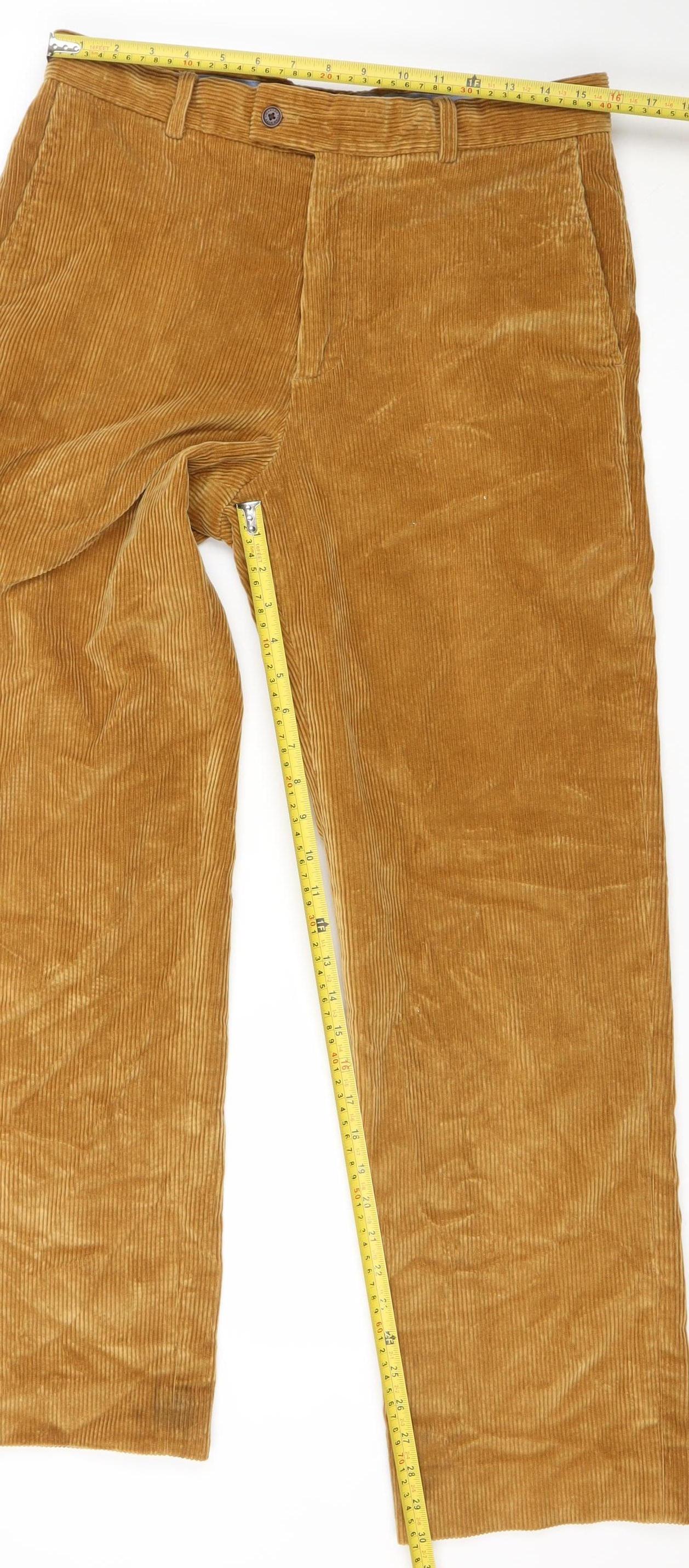 Charles Tyrwhitt Men's Brown Corduroy Trousers 32W 32L Regular Fit