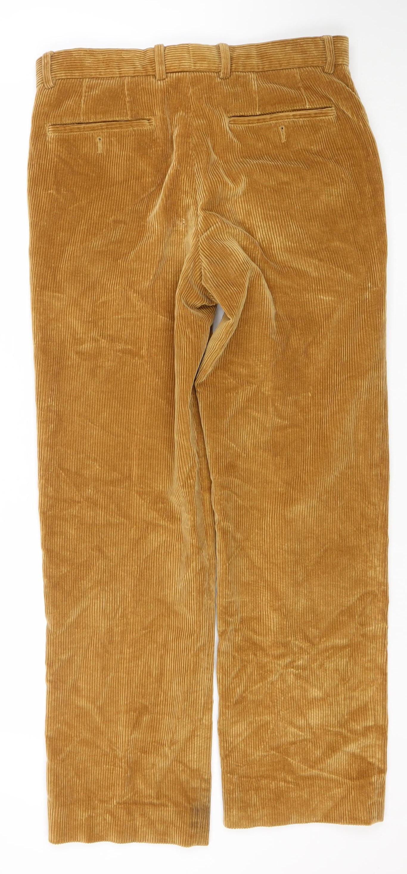 Charles Tyrwhitt Men's Brown Corduroy Trousers 32W 32L Regular Fit