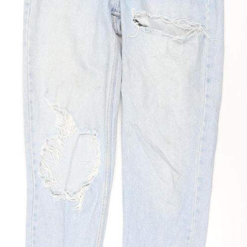 Topshop Women’s Blue High Rise Mom Jeans Size 10 Distressed Denim