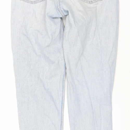 Topshop Women’s Blue High Rise Mom Jeans Size 10 Distressed Denim
