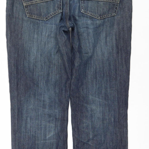 Next Men's Blue Straight Jeans 32W 31L Mid Wash Cotton Casual Denim