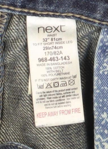 Next Men's Blue Straight Jeans 32W 31L Mid Wash Cotton Casual Denim
