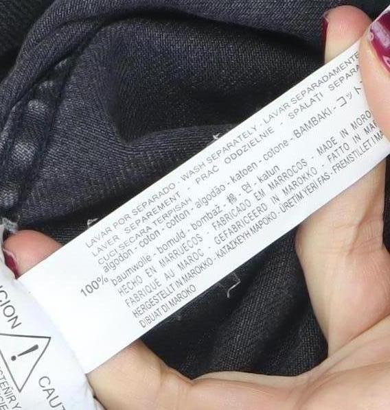 Zara Women Black Distressed Denim Long Jacket Size L