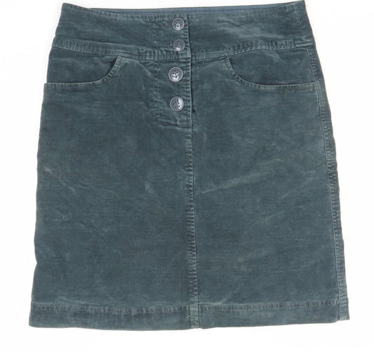 Fat Face Womens Green Knee Length Corduroy Pencil Skirt Size S