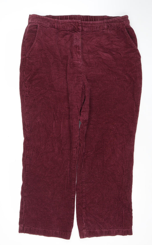 Seasalt Cornwall Womens Red Corduroy Wide-Leg Trousers Size 14