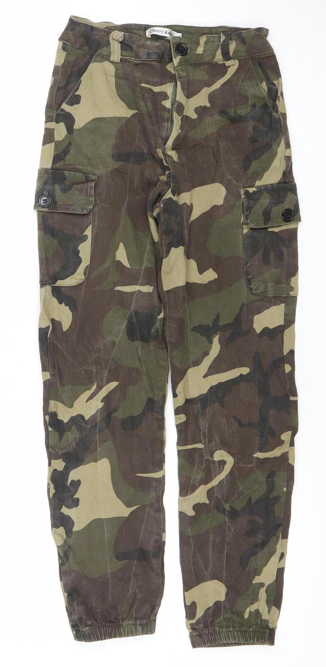 Cherry Koko Womens Brown Camouflage Cargo Jeans Size S