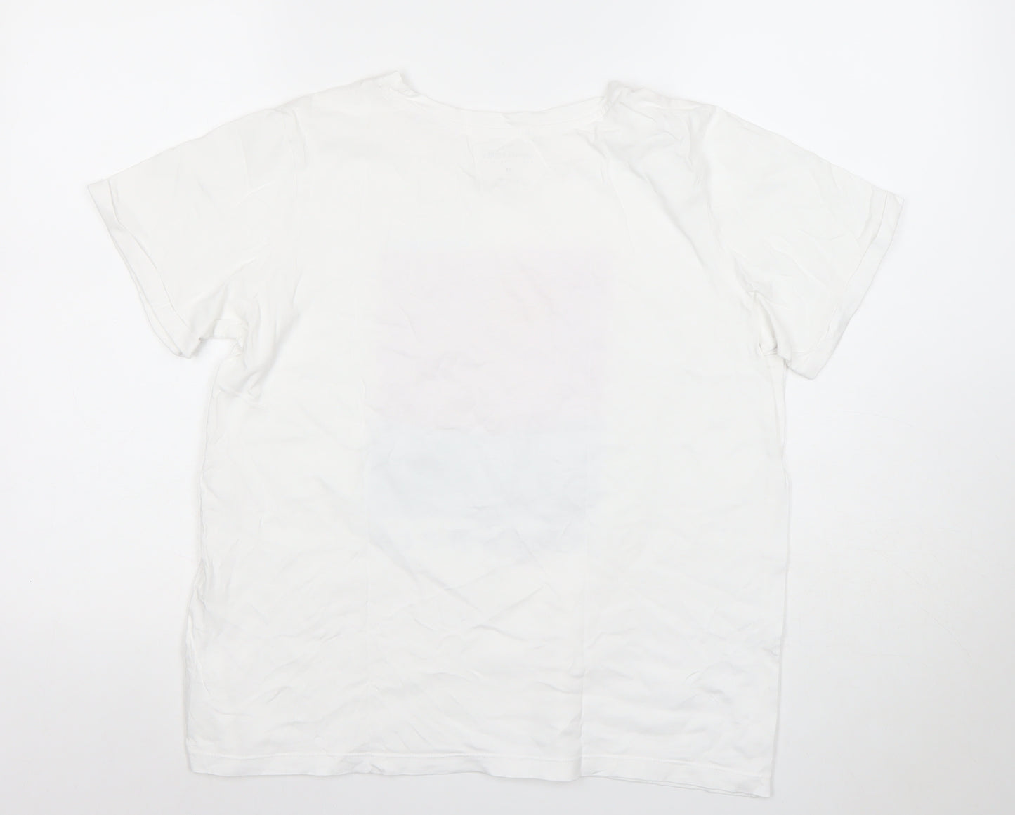 Dunnes Stores Women's White Graphic Anywhere T-Shirt Size M