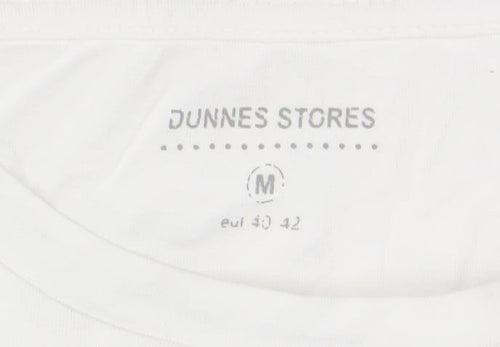 Dunnes Stores Women's White Graphic Anywhere T-Shirt Size M