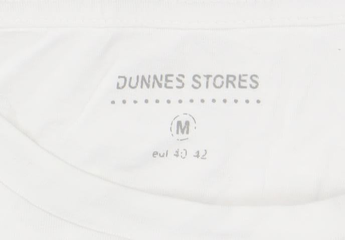 Dunnes Stores Women's White Graphic Anywhere T-Shirt Size M