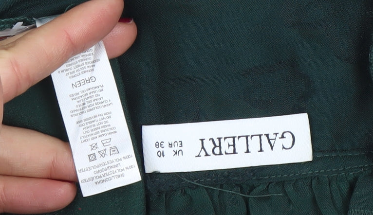 Gallery Women’s Green Floral Ruffle Chiffon Blouse Size 10