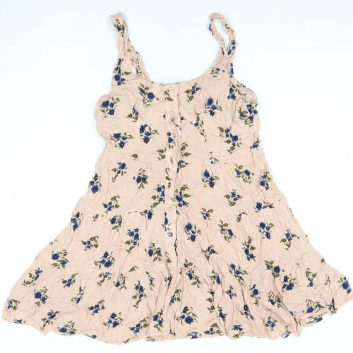 SOSO Womens Beige Floral A-Line Sleeveless Summer Dress Size 10