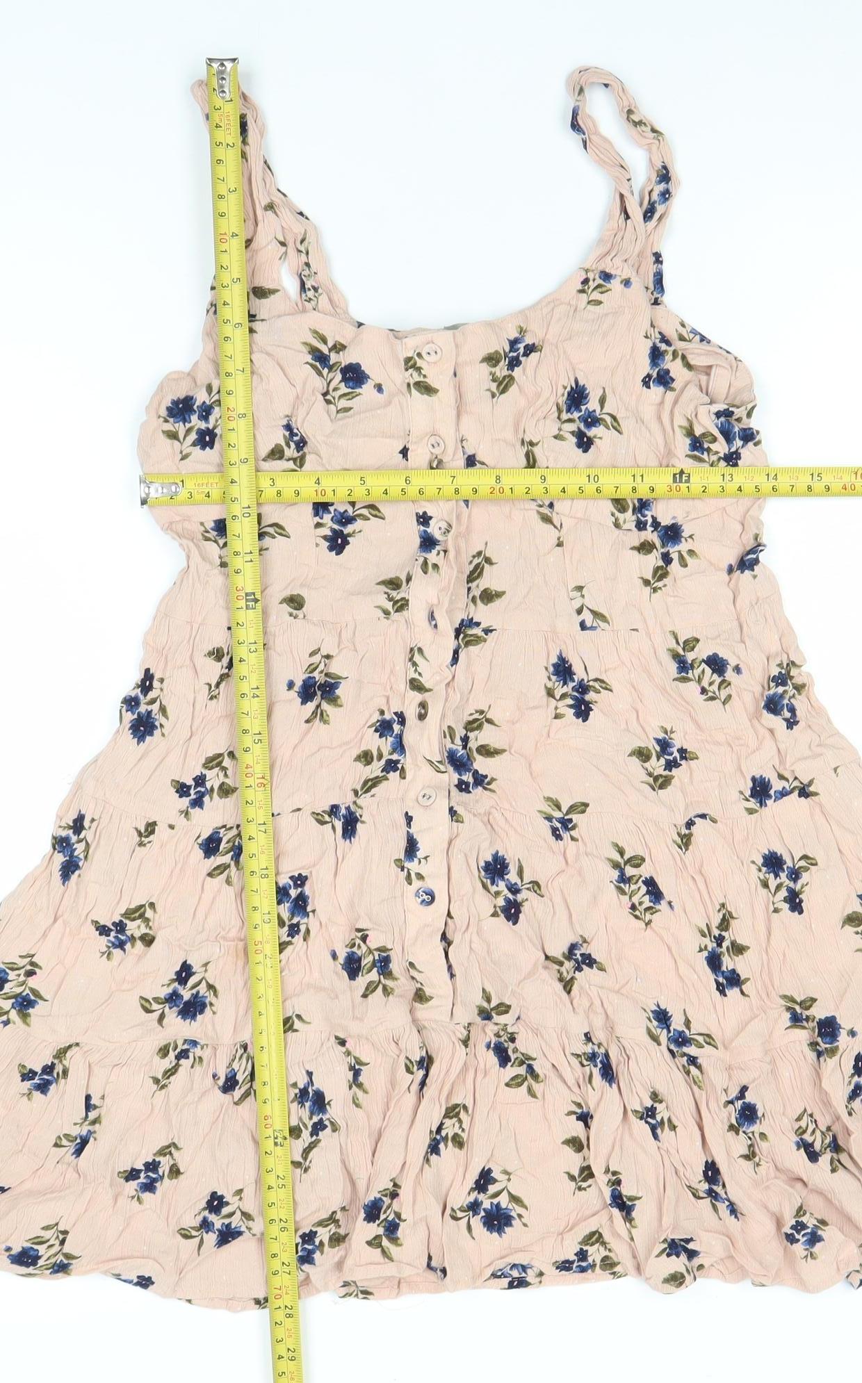 SOSO Womens Beige Floral A-Line Sleeveless Summer Dress Size 10