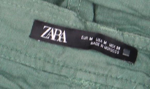 Zara Womens Green Cargo Midi Skirt Size M Linen Cotton