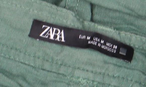 Zara Womens Green Cargo Midi Skirt Size M Linen Cotton