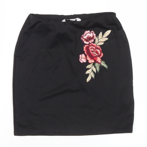 Blue Inc Women’s Black Floral Embroidered Pencil Skirt Size 6