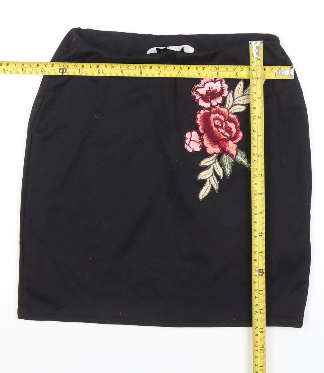 Blue Inc Women’s Black Floral Embroidered Pencil Skirt Size 6