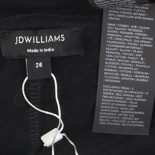 JWILLIAMS Womens Black Cotton Ruffle Sleeve Relaxed Fit T-Shirt Size 26