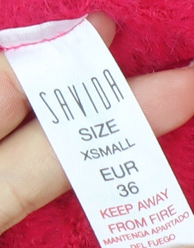 Savida Women Pink XS Beaded Crew Neck Fluffy Jumper