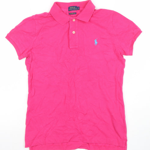 Ralph Lauren Women’s Pink Slim Fit Polo Shirt Size M Short Sleeve