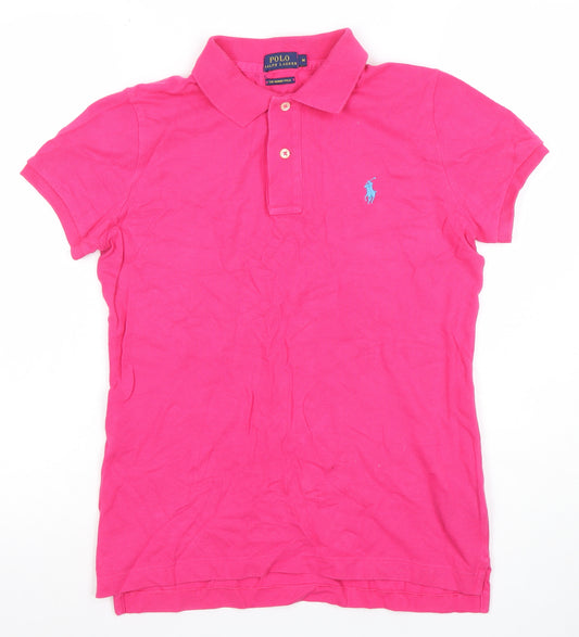 Ralph Lauren Women’s Pink Slim Fit Polo Shirt Size M Short Sleeve